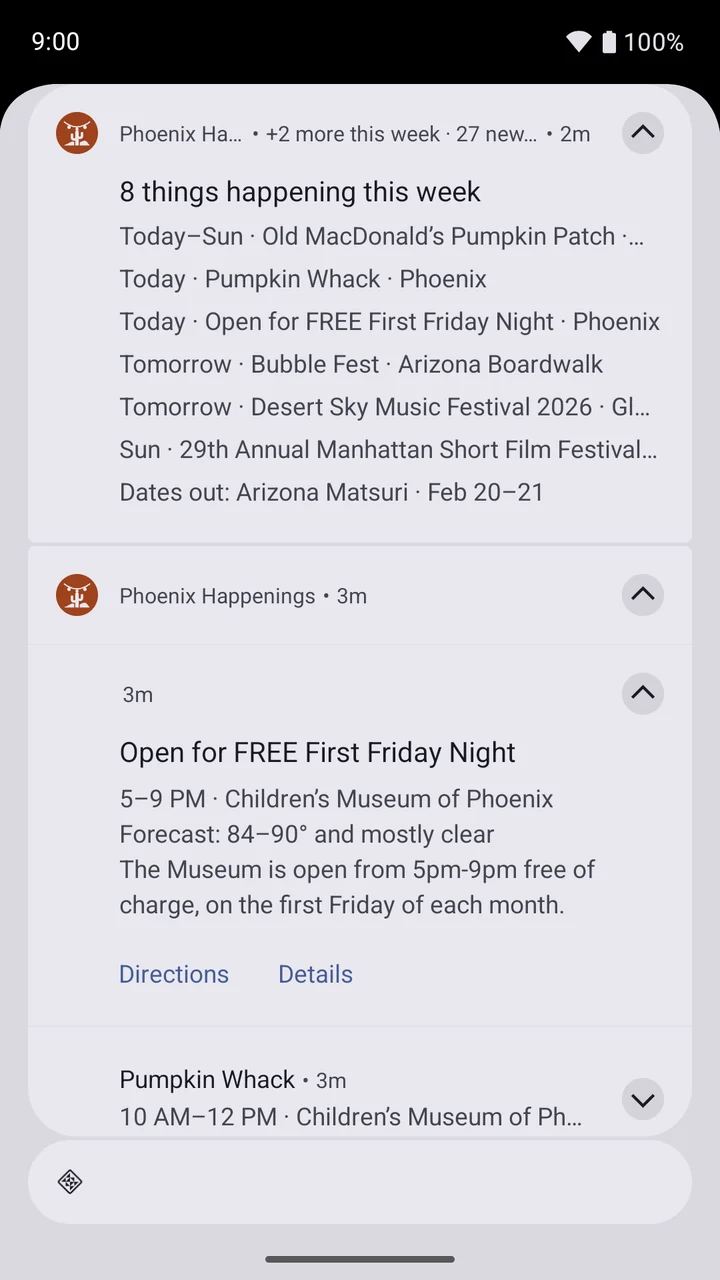 Event details with time, address, category, reminders, and action buttons
