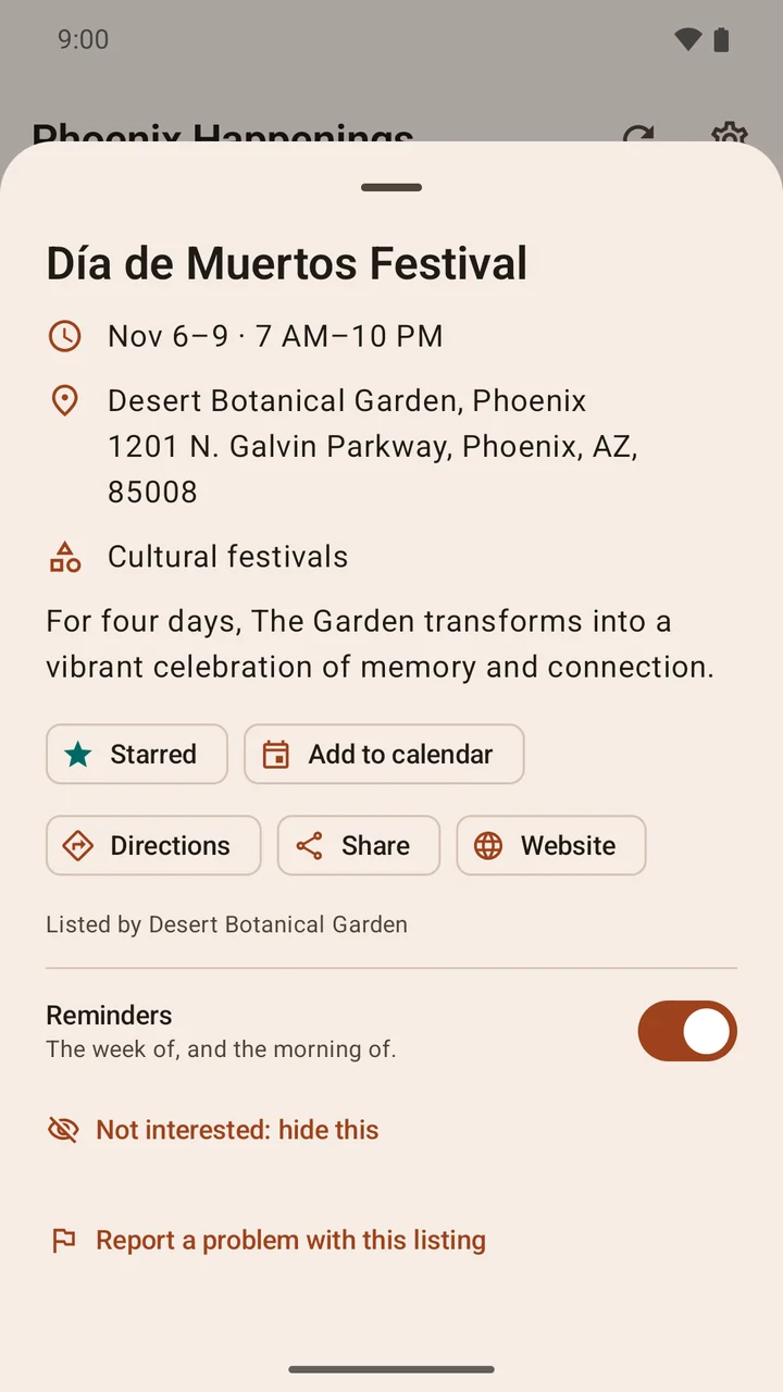 Weekly roundup notification and morning event reminder