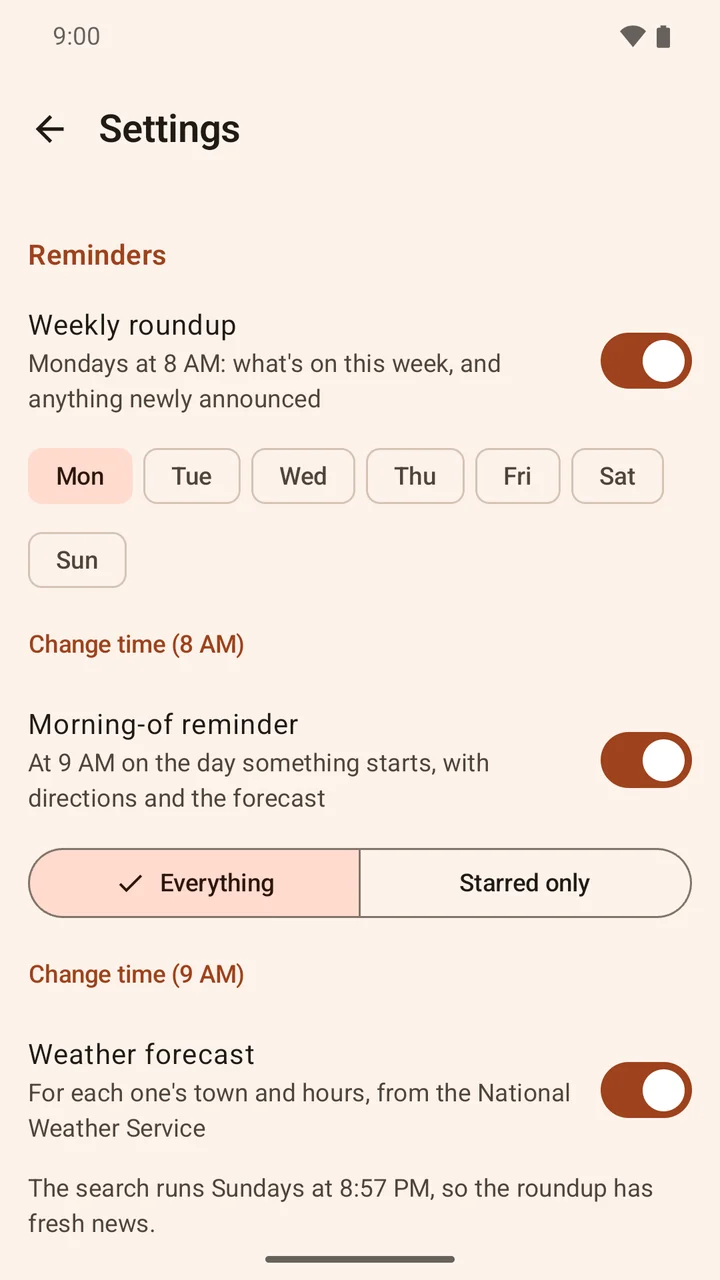 Phoenix Happenings home-screen widget showing this week's events